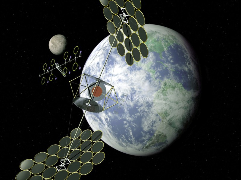 2011 concept art of a solar power-beaming satellite. Credit: NASA