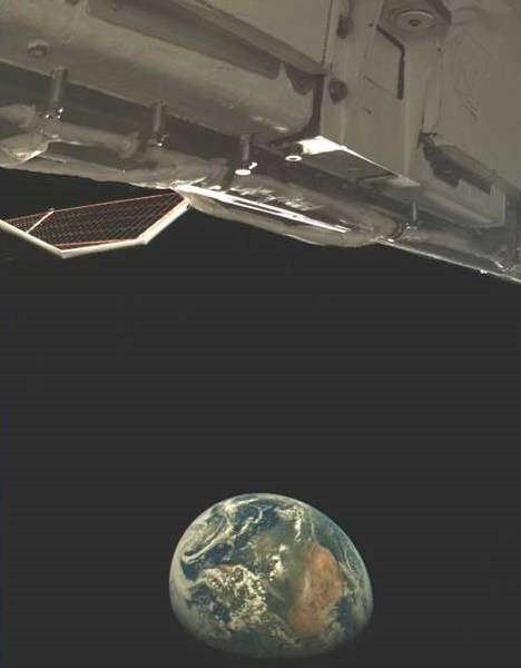 An X-37B on-board camera captured this image of Earth while conducting experiments in 2024.