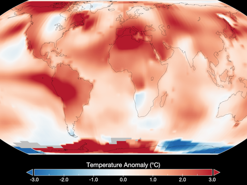 This map shows global temperature anomalies for July 2023 according to the GISTEMP analysis by scientists at NASA’s Goddard Institute for Space Studies. Temperature anomalies reflect how July 2023 compared to the average July temperature from 1951-1980. Credits: NASA’s Goddard Institute for Space Studies