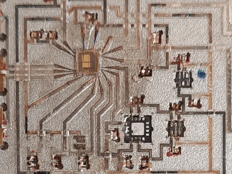 A printed circuit that flew on the SubTEC 9 technology test flight from NASA's Wallops Flight Facility in April sits on display during the Goddard Field Day event. Credit: NASA / Karl B. Hille